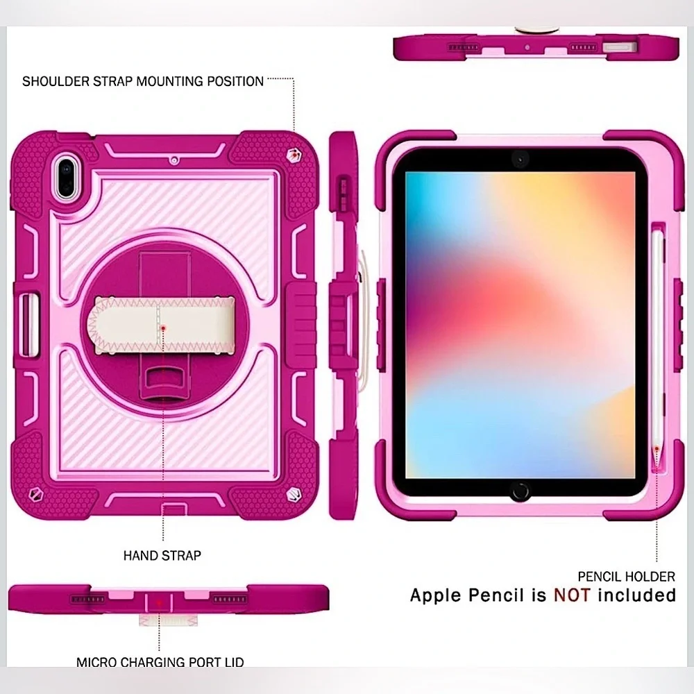 Shockproof Case iPad 10th Gen 2022, iPad (A16) 2025 11-inch Rugged Pink Tablet